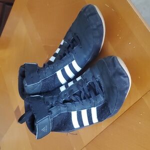 Adidas Boys Black Lace Up Wrestling Shoes With Strap Men Size 7